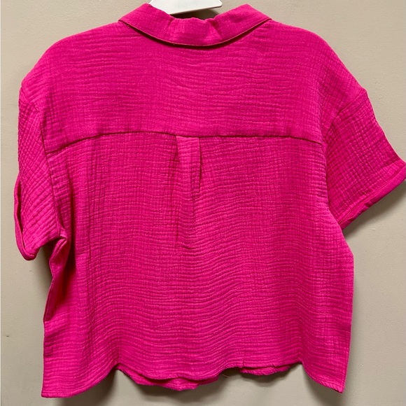 No Comment Sz L Women's Pink Button-Up Top NWT - Picture 2 of 6